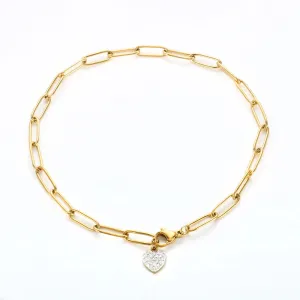 Crystals Heart Pendant Anklets Foot Chain Jewelry