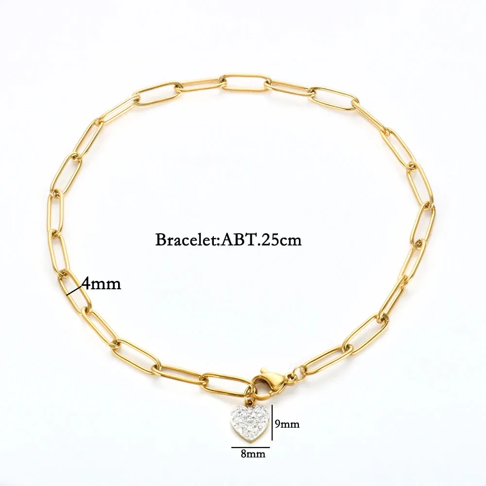Crystals Heart Pendant Anklets Foot Chain Jewelry