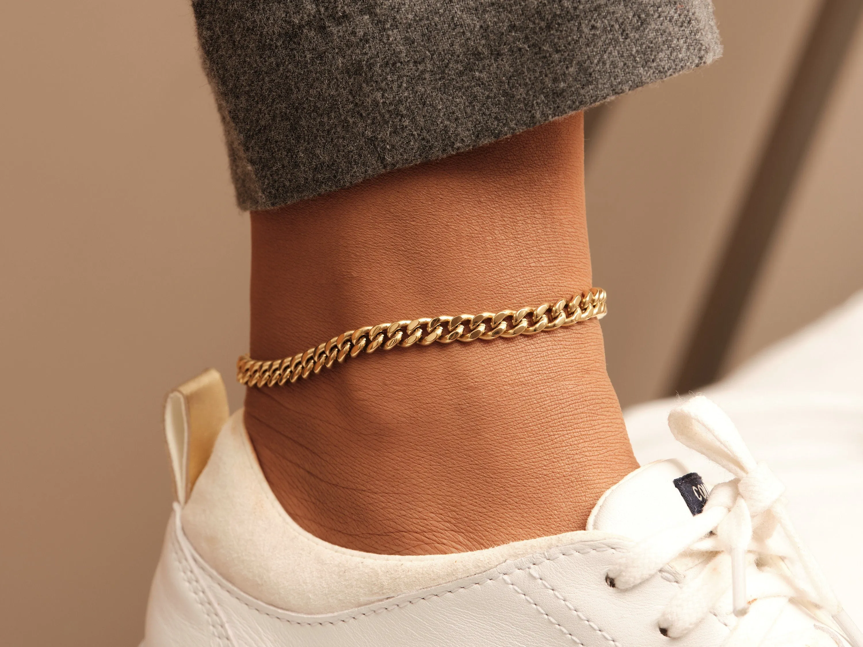 Cuban Chain Anklet, Curb Chain Anklet, Gold Chain Anklet, Thick Chain Anklet, Chunky Chain Anklet, Statement Anklet, Trendy, 3mm 6mm 8mm