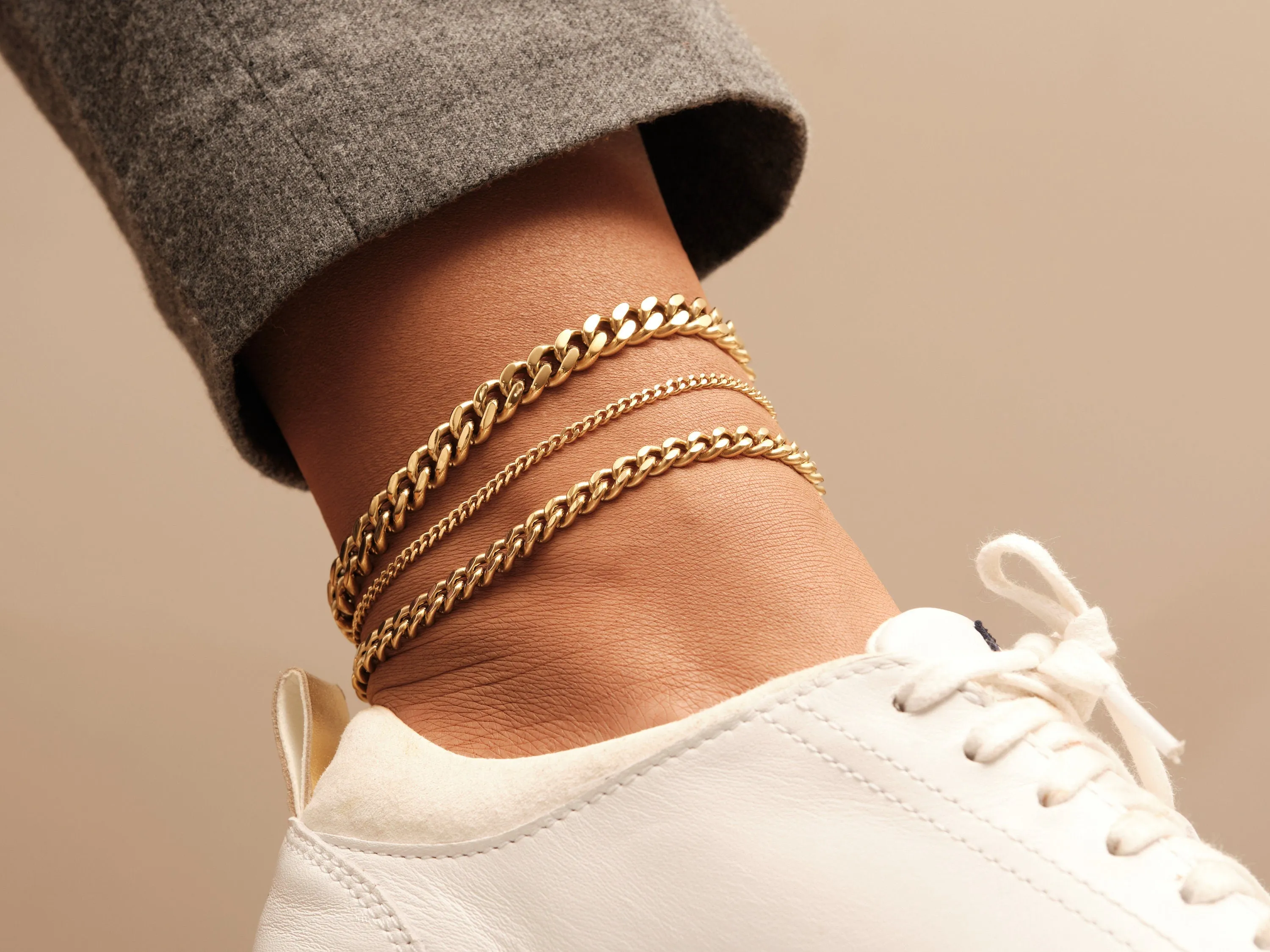 Cuban Chain Anklet, Curb Chain Anklet, Gold Chain Anklet, Thick Chain Anklet, Chunky Chain Anklet, Statement Anklet, Trendy, 3mm 6mm 8mm
