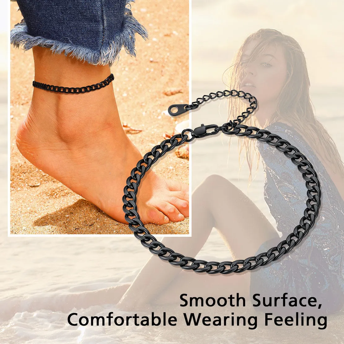 Cuban Chain Anklet for Women or Girls Beach Foot Jewelry