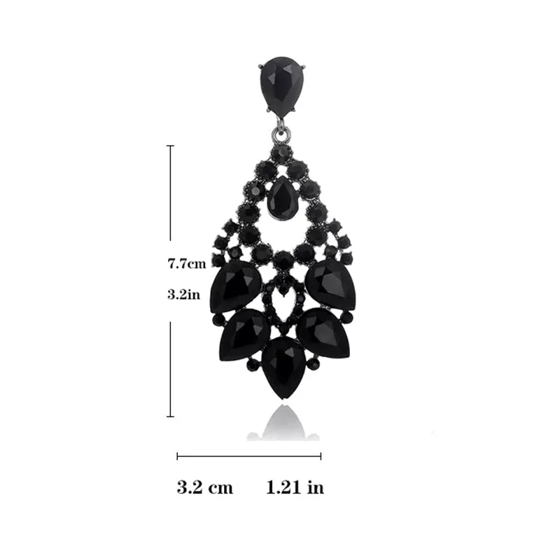 Cubic Zirconia Crystal Vintage Style Teardrop Dangle Chandelier Earrings
