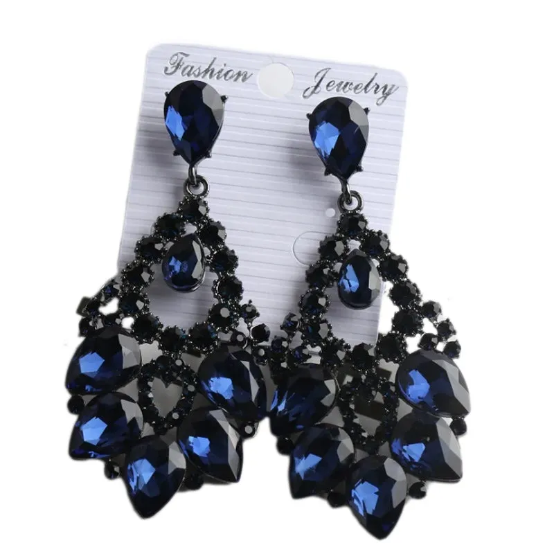 Cubic Zirconia Crystal Vintage Style Teardrop Dangle Chandelier Earrings