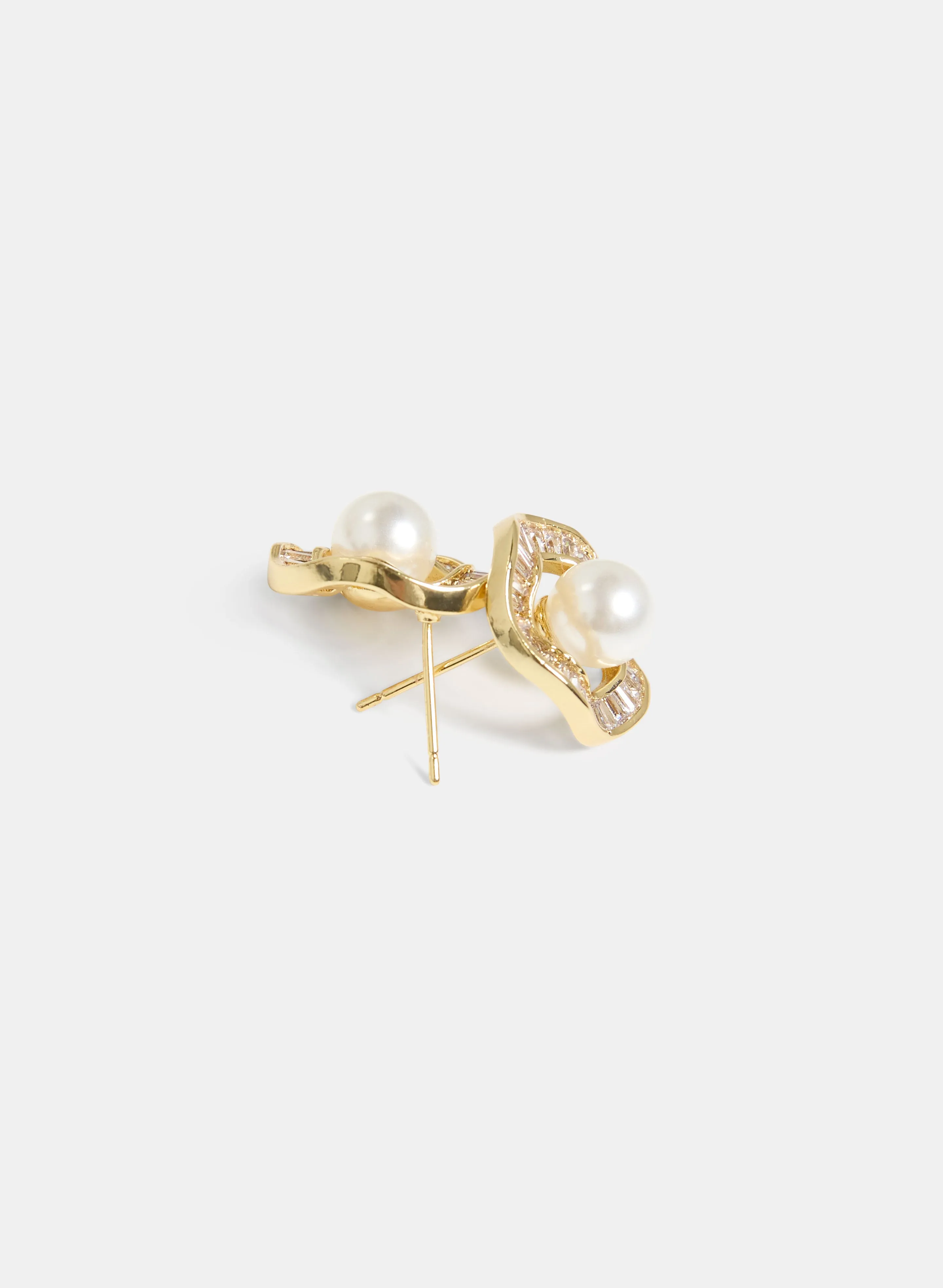 Cubic Zirconia Pearl Inset Earrings