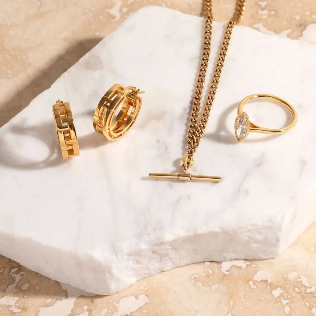 Curb Link Hoops | 18ct Gold