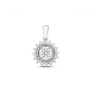 Diamond Jewellery 9ct White Gold Diamond Illusion Pendant PD159W
