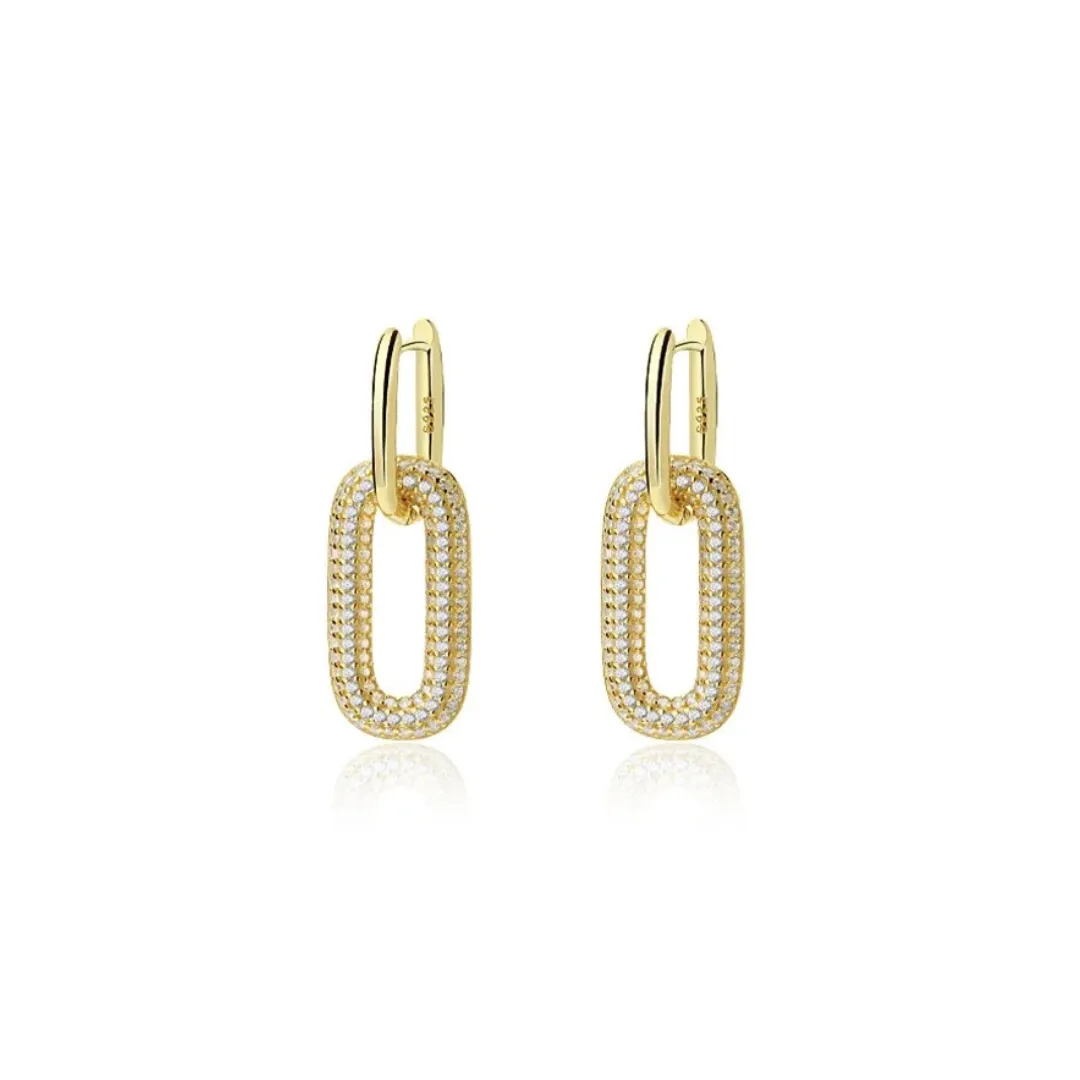 Double Pave Oval Hoops