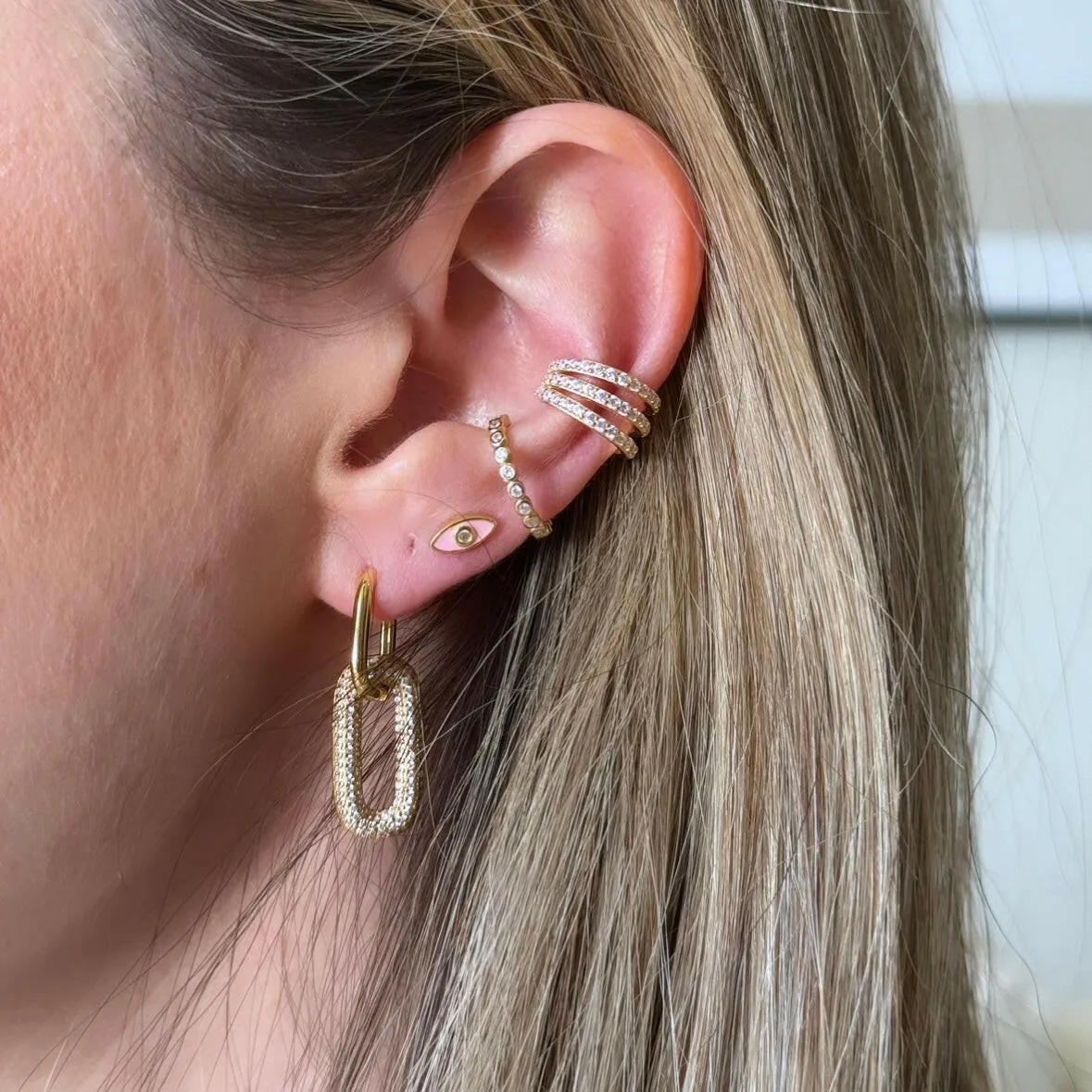 Double Pave Oval Hoops