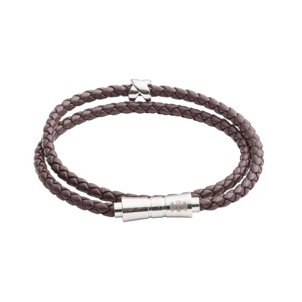 Double Wrap Criss Cross Brown Leather Bracelet