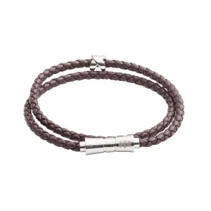 Double Wrap Criss Cross Brown Leather Bracelet