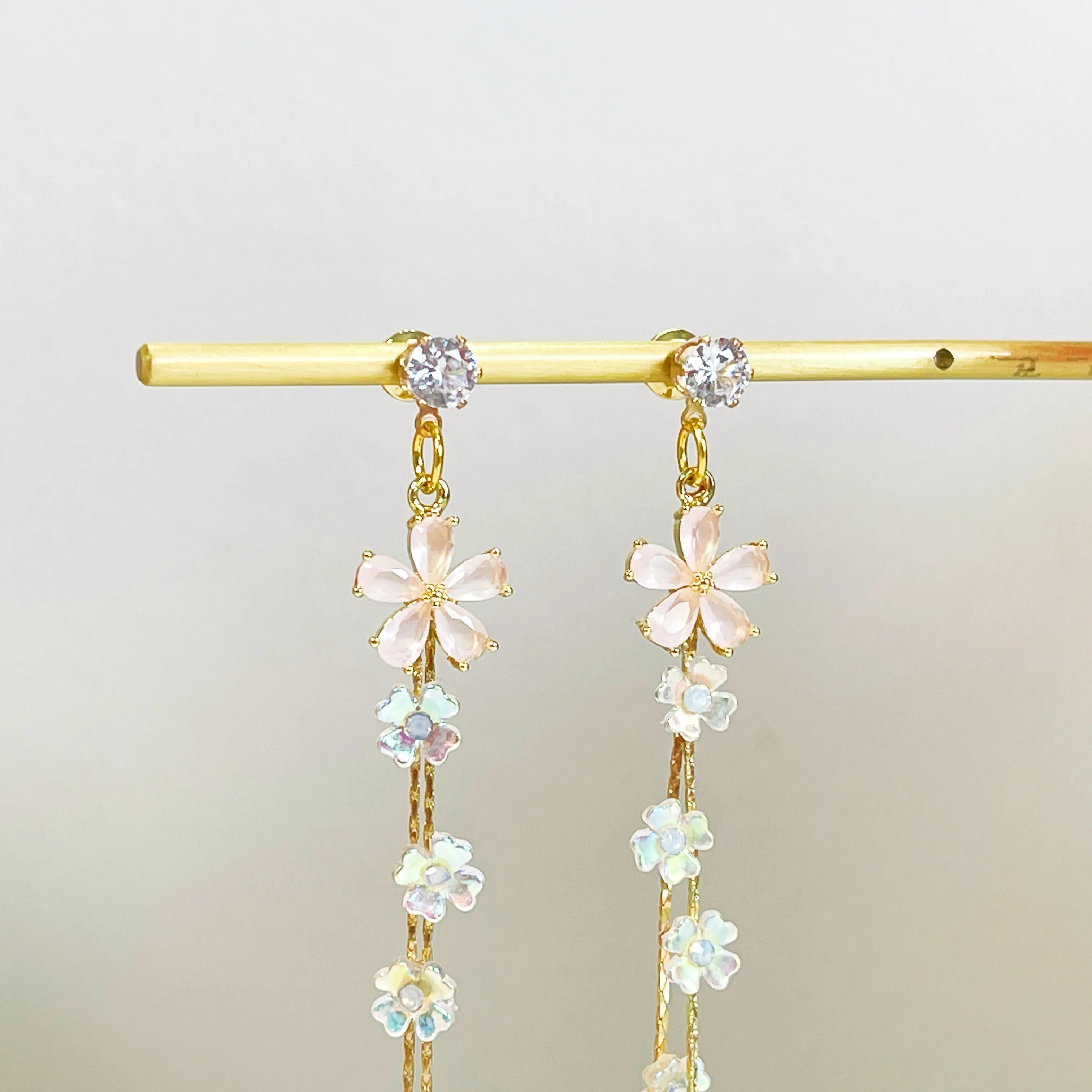 E154 cherry blossom sakura flower dangle earrings