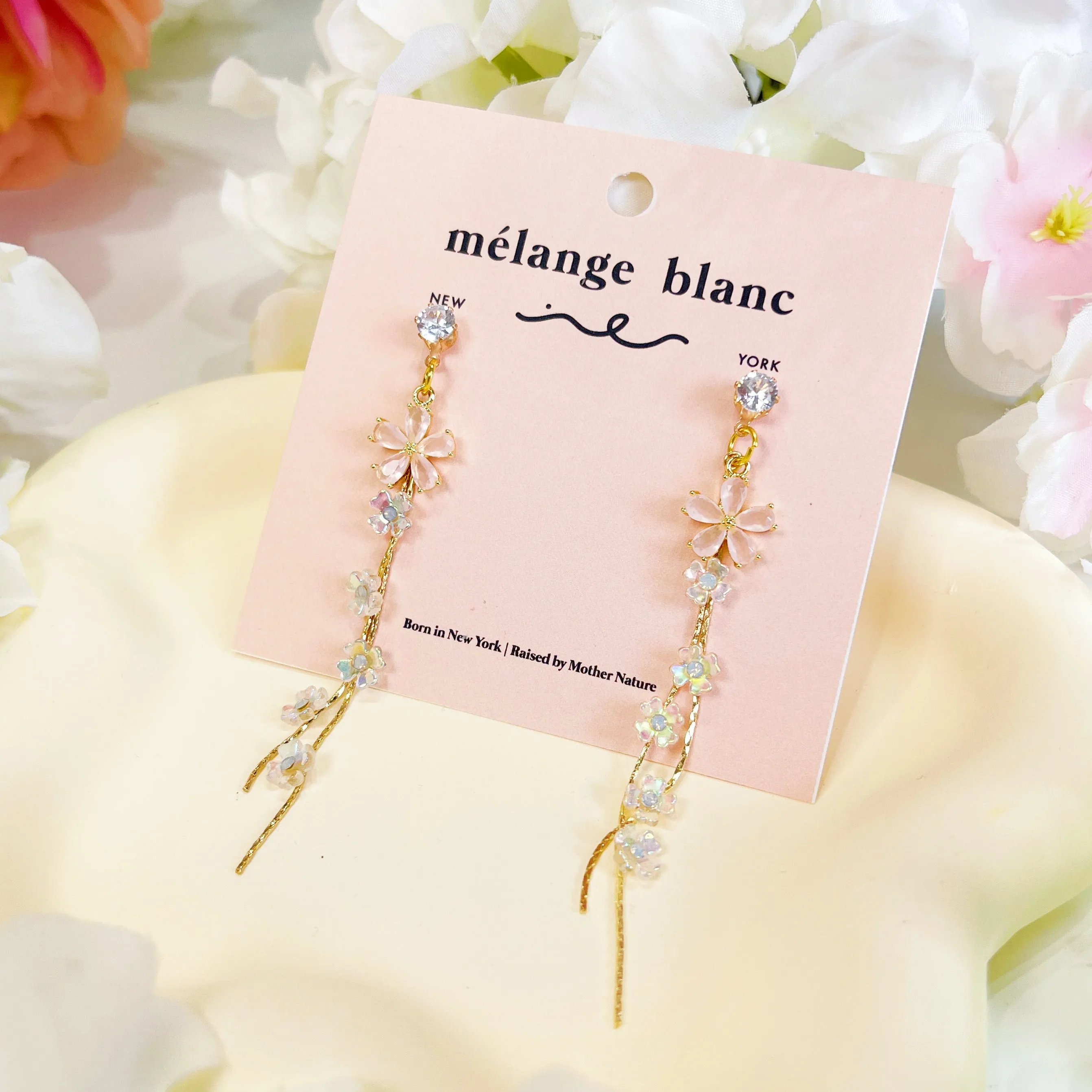 E154 cherry blossom sakura flower dangle earrings