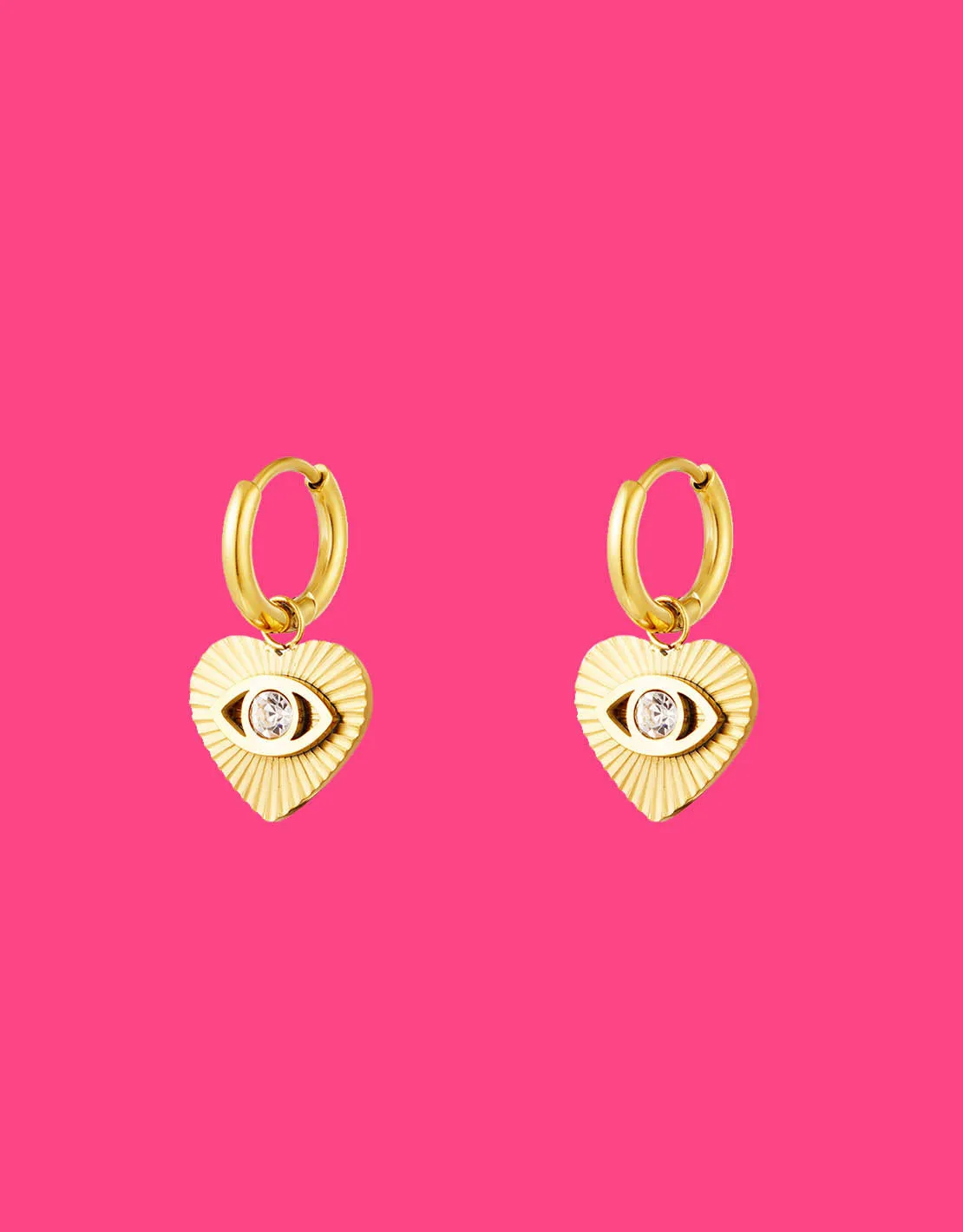 Earrings heart with zircon eye