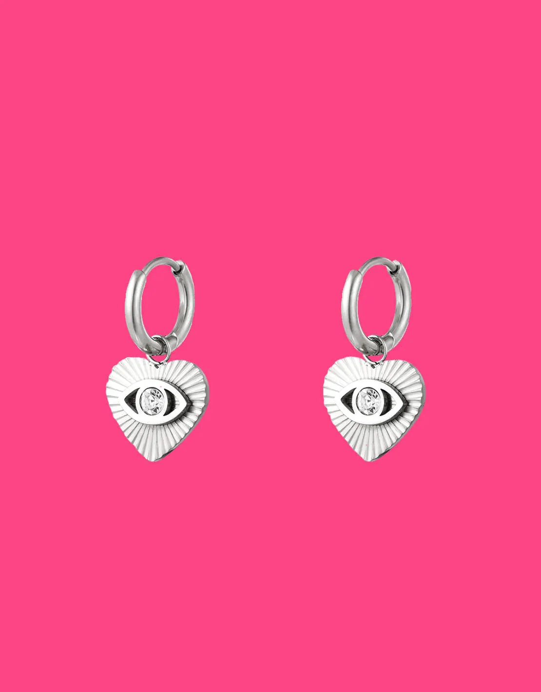 Earrings heart with zircon eye