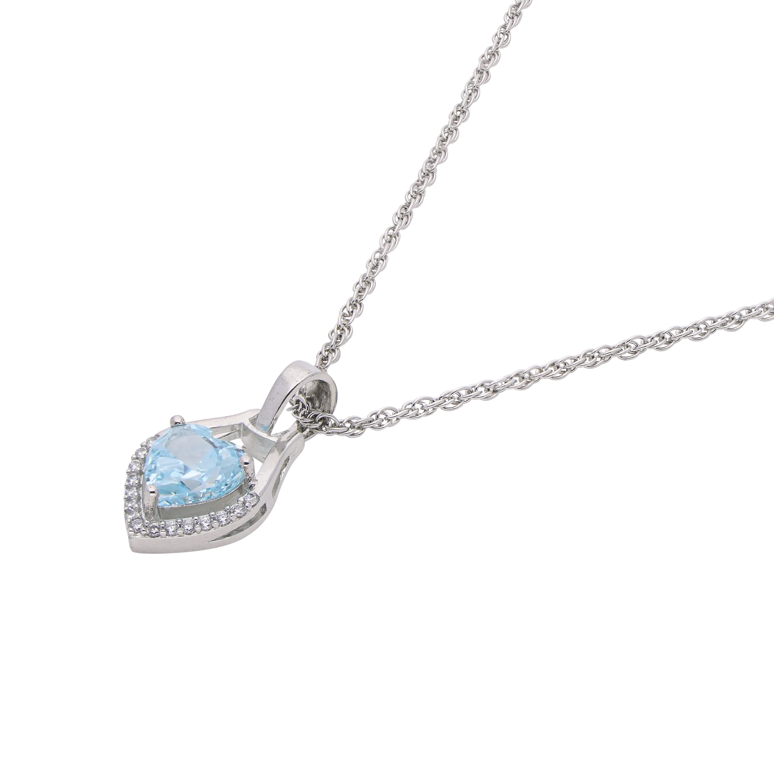 Elegant Blue Heart Pendant Necklace – Sterling Silver Charm | SKU : 0021423833, 0021423857