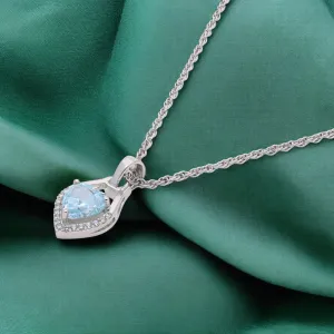 Elegant Blue Heart Pendant Necklace – Sterling Silver Charm | SKU : 0021423833, 0021423857