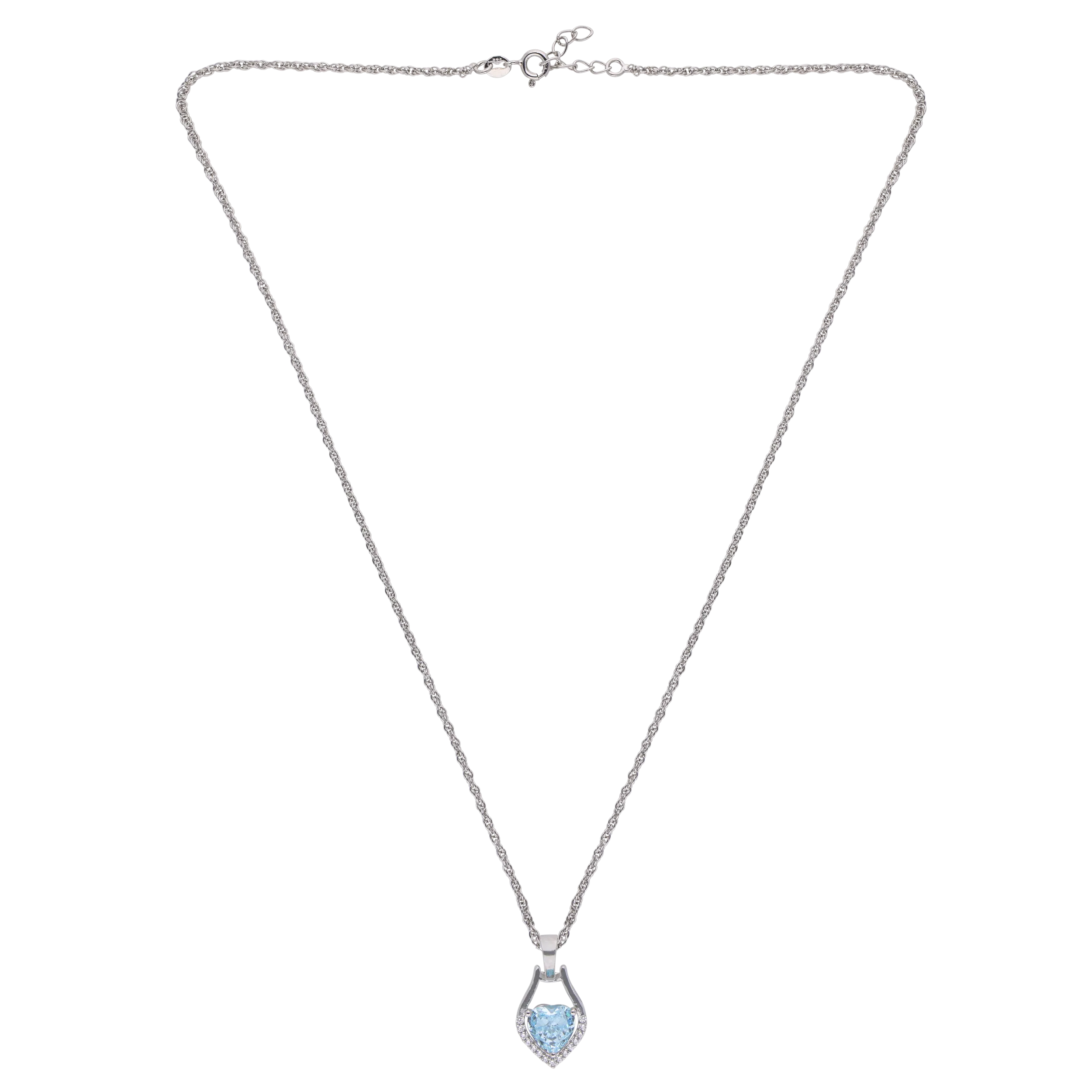 Elegant Blue Heart Pendant Necklace – Sterling Silver Charm | SKU : 0021423833, 0021423857