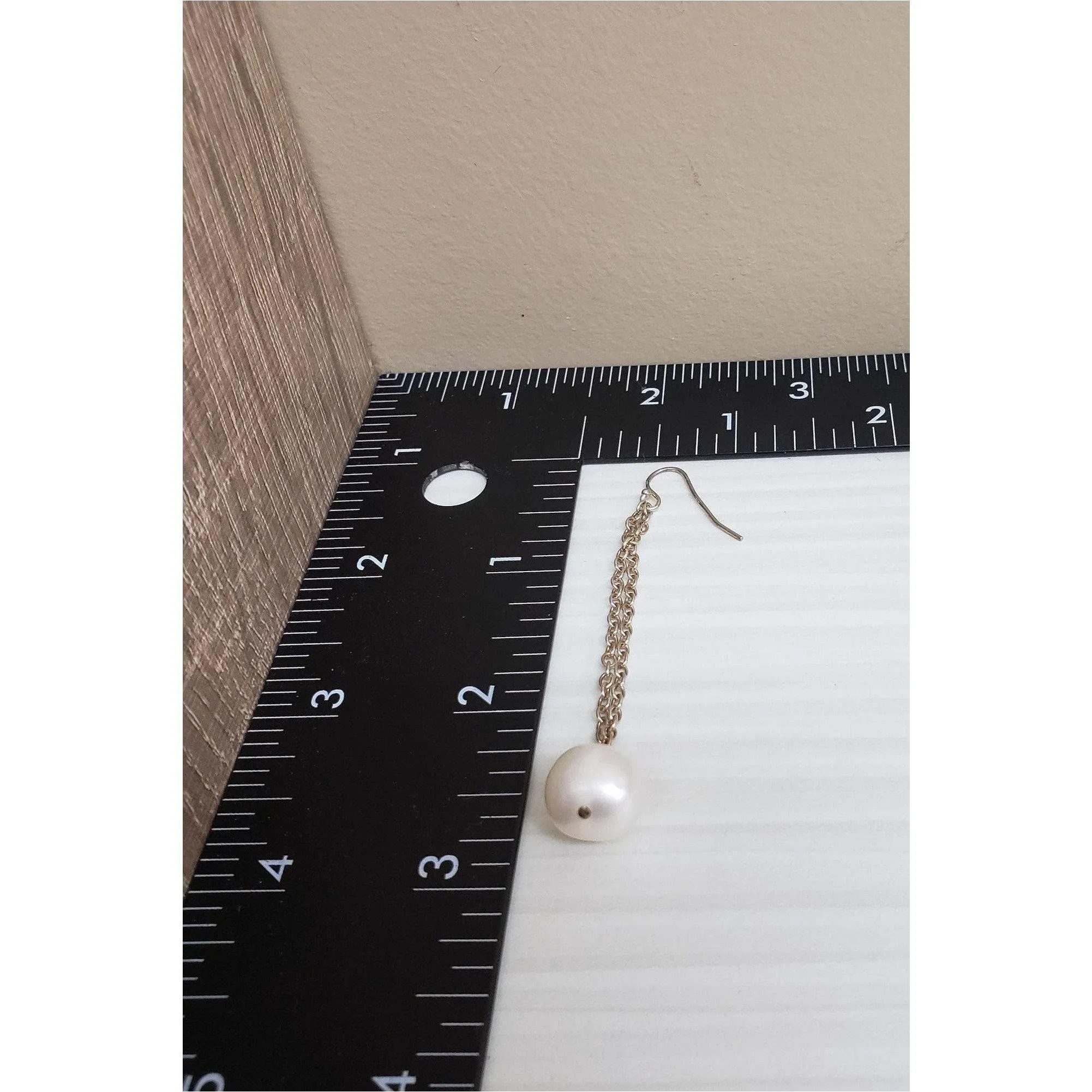 Elegant  white pearl  sterling dangle earrings