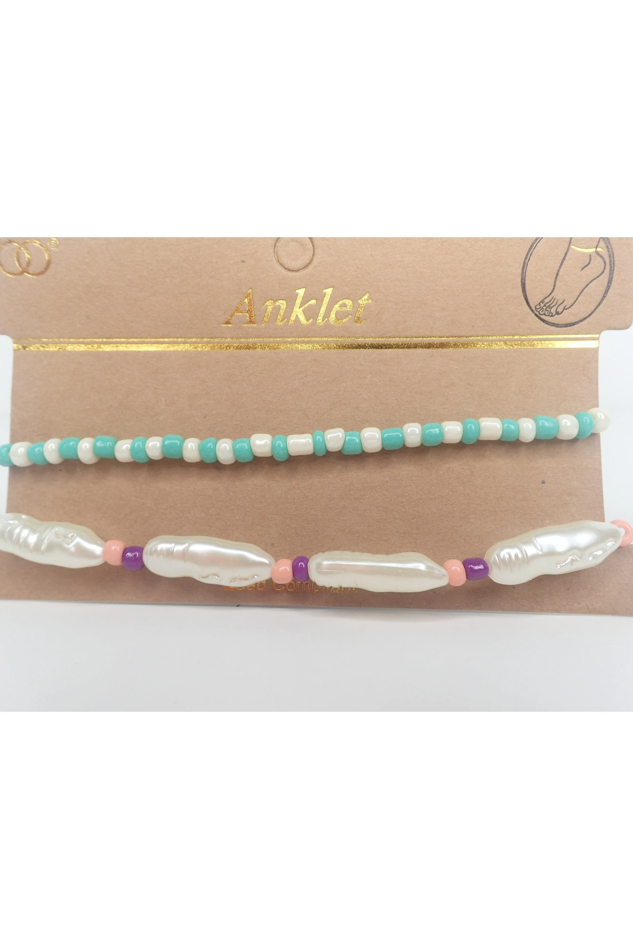 Emma Two Piece Beaded Anklet- Two Colors