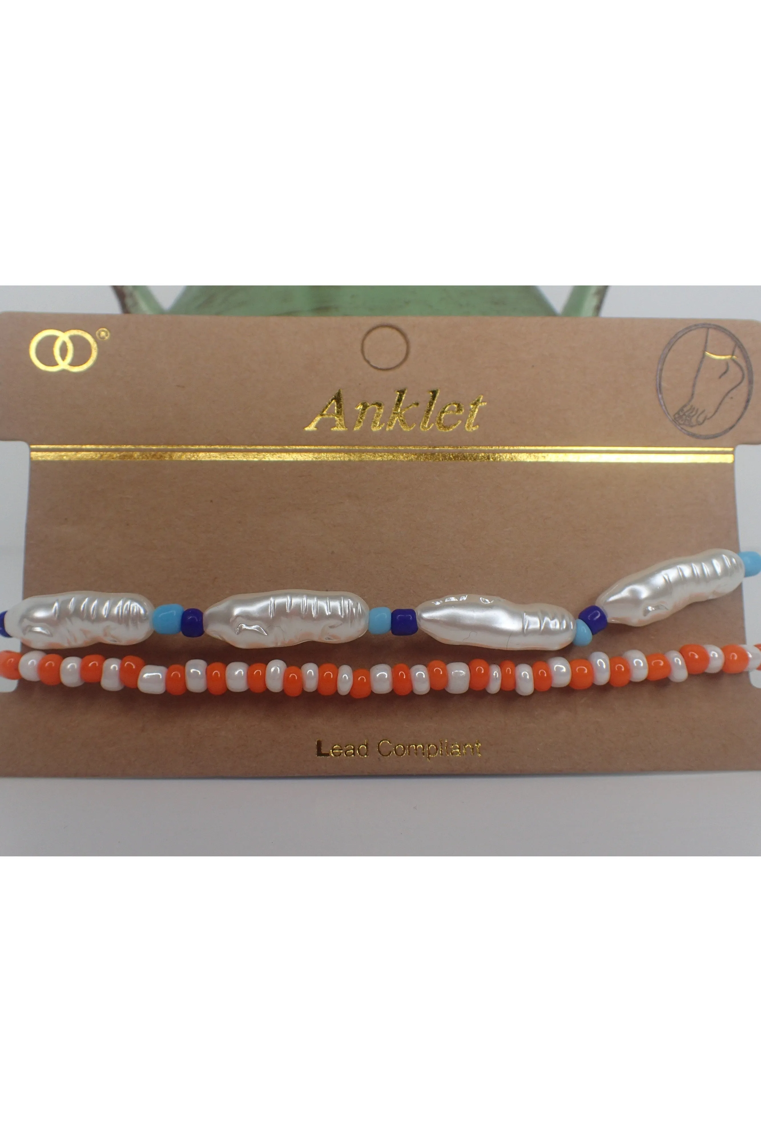 Emma Two Piece Beaded Anklet- Two Colors