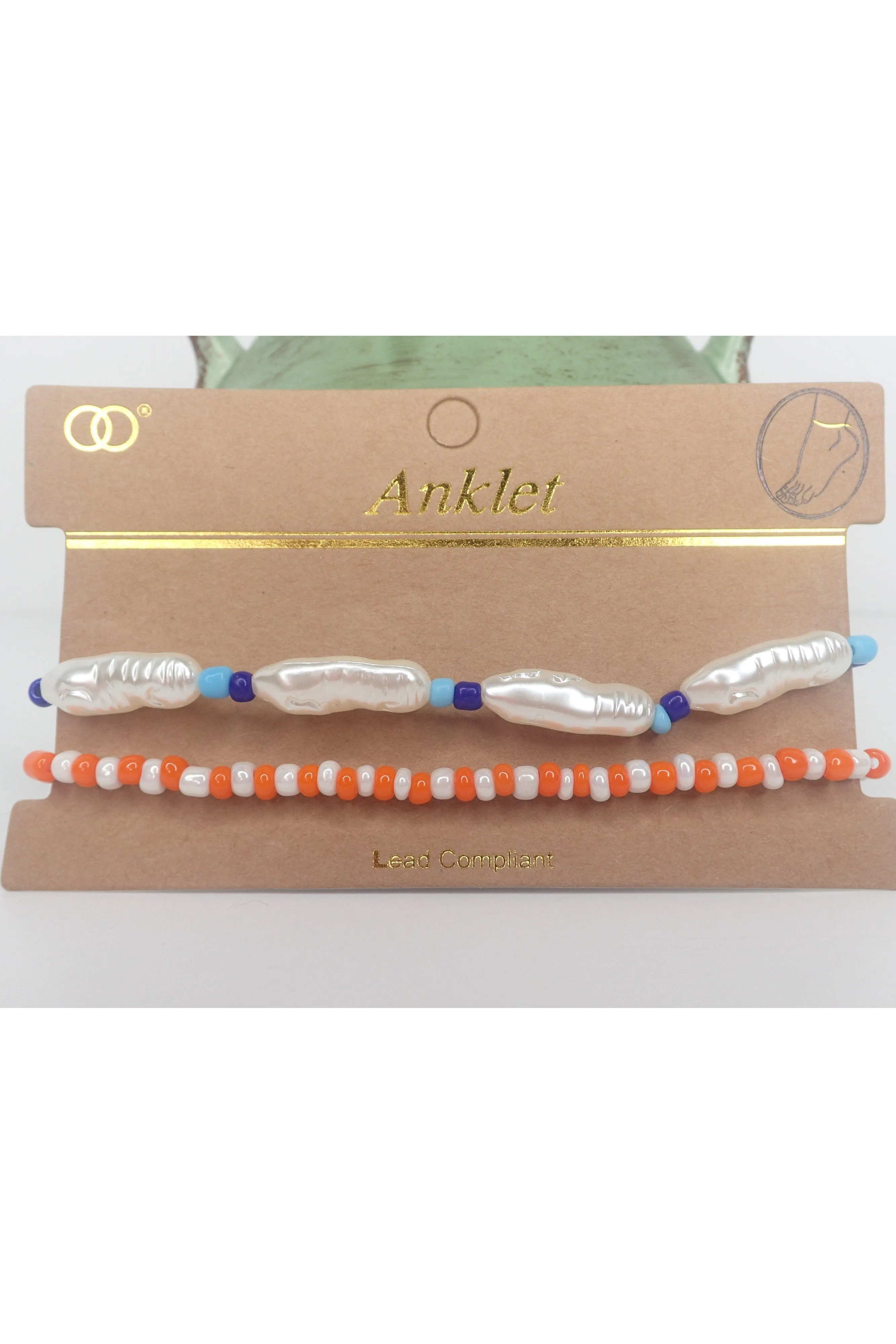 Emma Two Piece Beaded Anklet- Two Colors