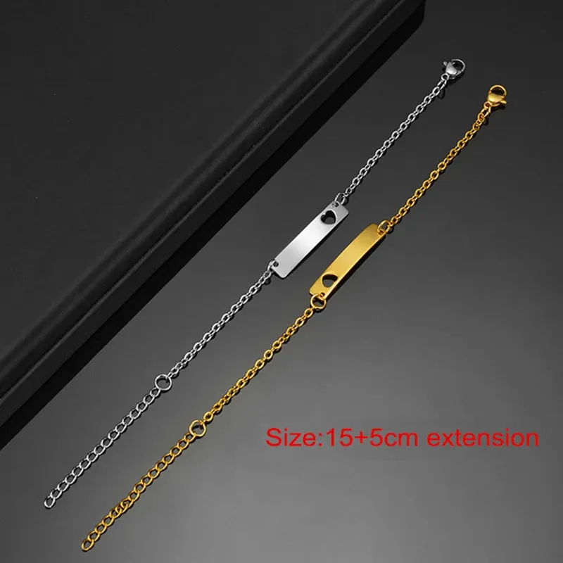 Engraved Stainless Steel Baby Bar Bracelet Anklet Custom Name ID Bracelets for Children Kid Personalized Gift Dropshipping