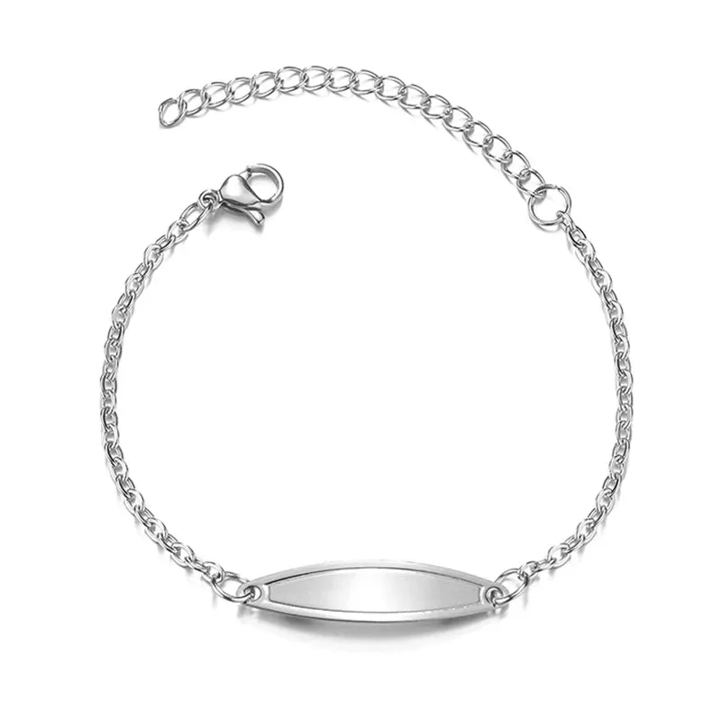 Engraved Stainless Steel Baby Bar Bracelet Anklet Custom Name ID Bracelets for Children Kid Personalized Gift Dropshipping