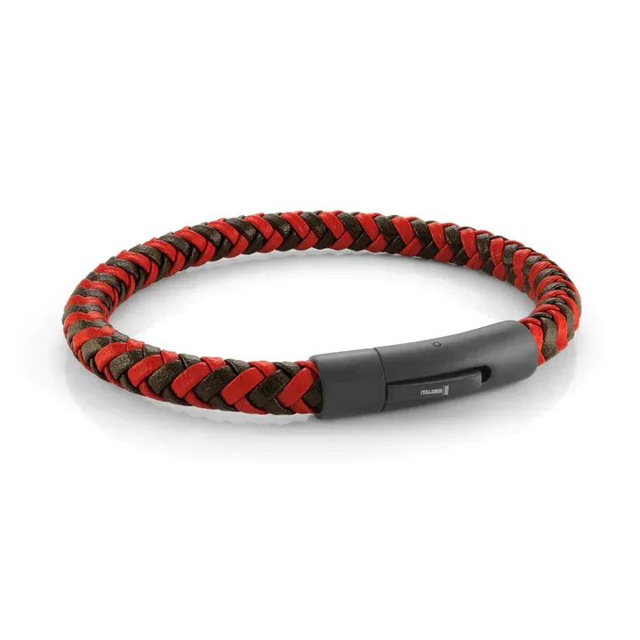 Eran Red/Black Leather Bracelet | Italgem Steel