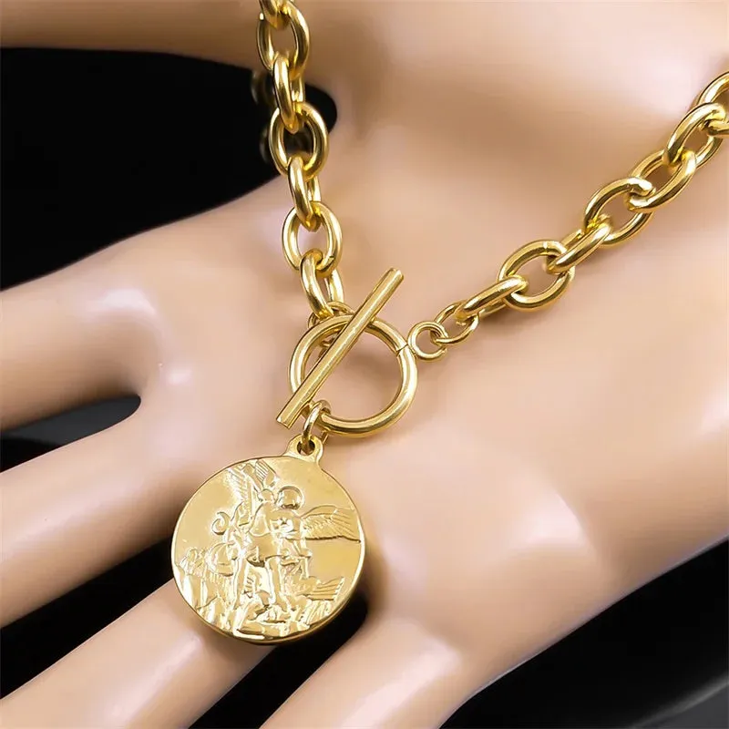Exquisite Archangel Saint Michael Choker Necklace Bracelet for Women