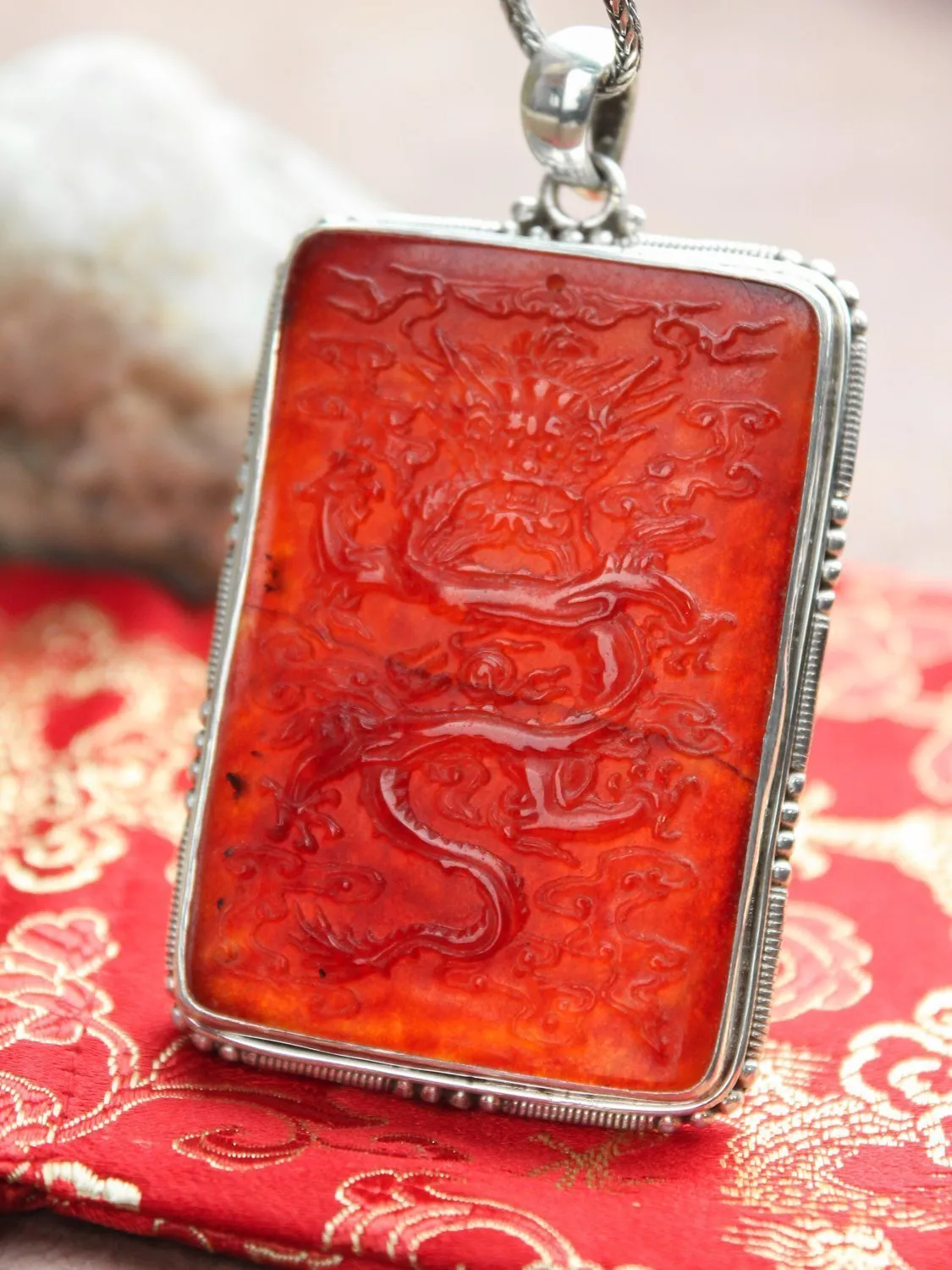 Exquisite Carnelian Dragon Necklace