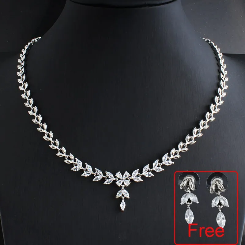 Exquisite zircon inlaid necklace for women's wedding jewelry small