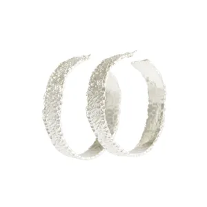 EXTRA LARGE HAMMERED SILVER HOOPS