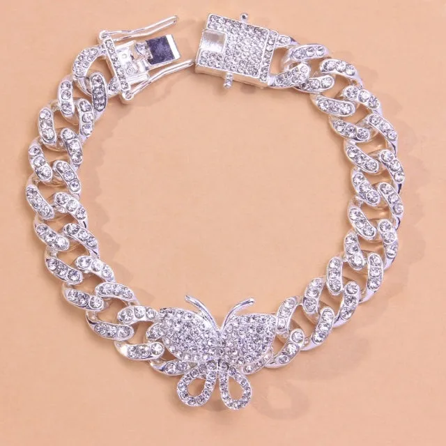 Fashion Hip Hop Crystal Heart-Shaped Anklet for Women