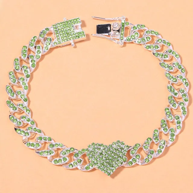 Fashion Hip Hop Crystal Heart-Shaped Anklet for Women