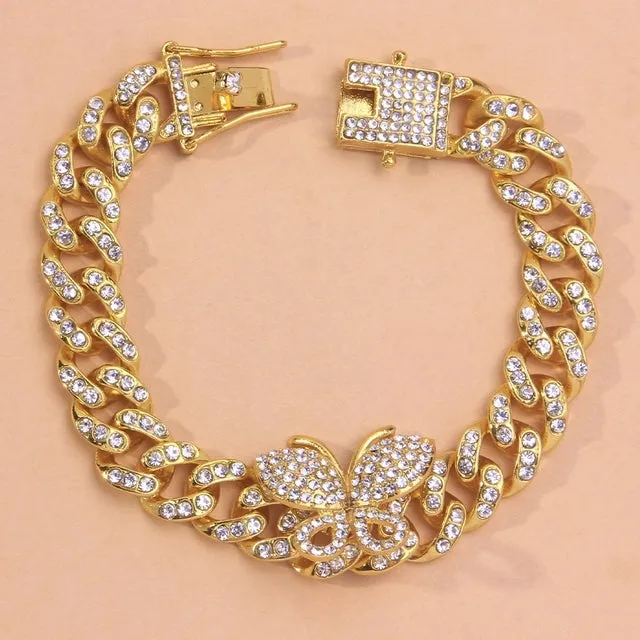 Fashion Hip Hop Crystal Heart-Shaped Anklet for Women