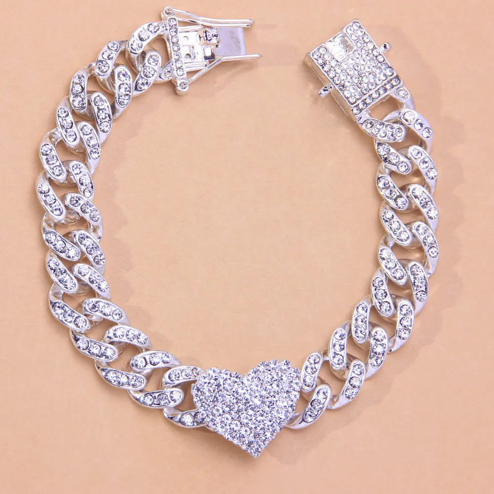 Fashion Hip Hop Crystal Heart-Shaped Anklet for Women