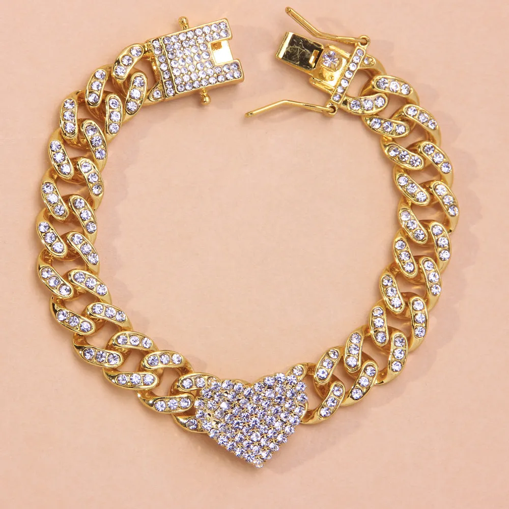 Fashion Hip Hop Crystal Heart-Shaped Anklet for Women