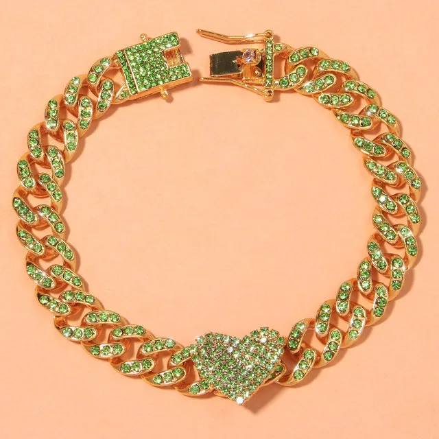 Fashion Hip Hop Crystal Heart-Shaped Anklet for Women