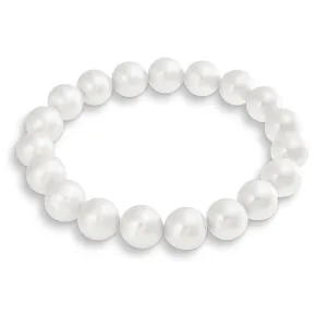 Fashion Stackable Stretch Bracelet with White Simulated Pearl 10MM Round Beads