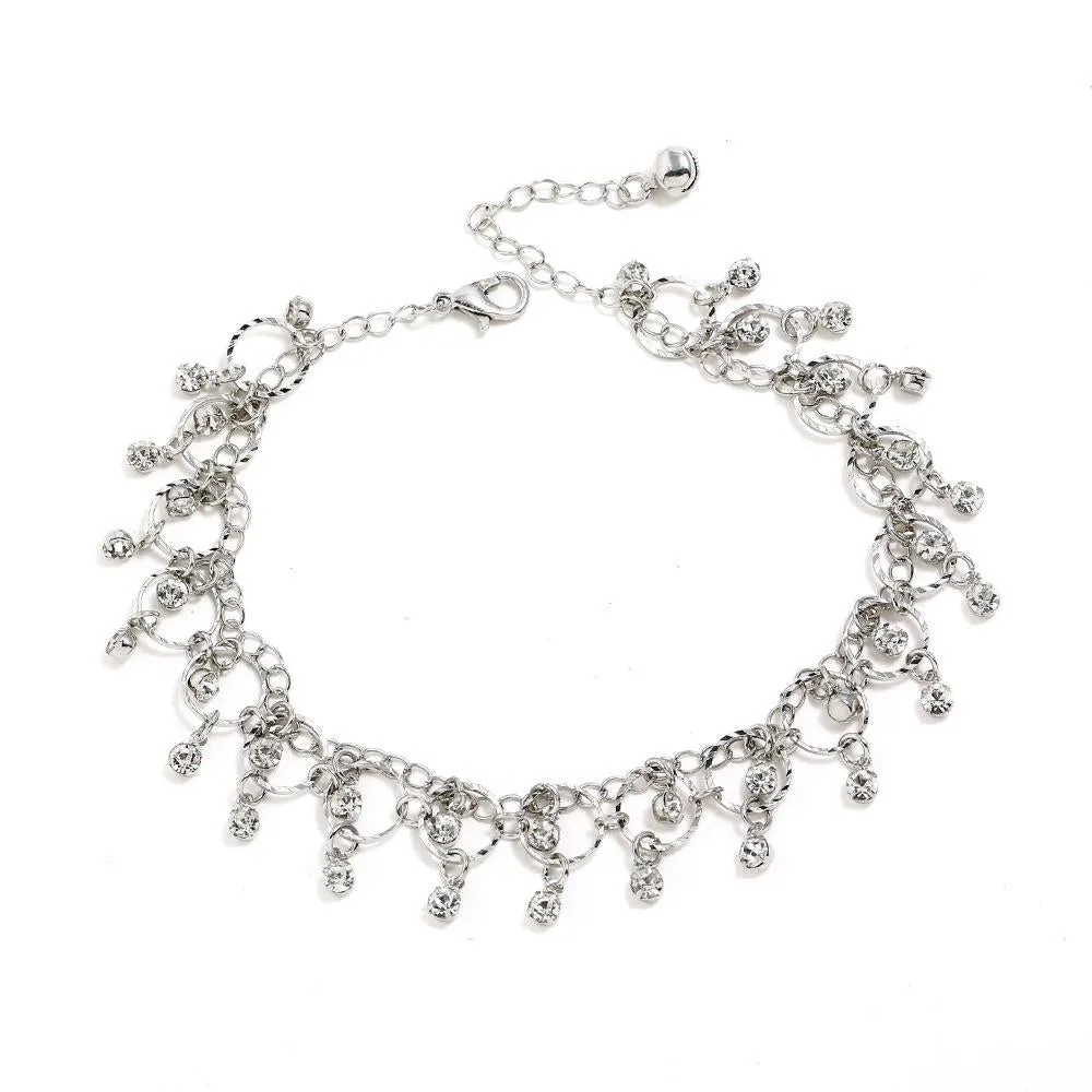 Fashion Women Crystal Tassel Beach Anklet Classic Gold Foot jewelry