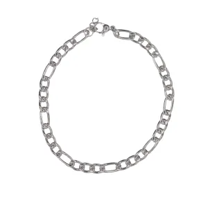 Figaro Chain Bracelet- Silver