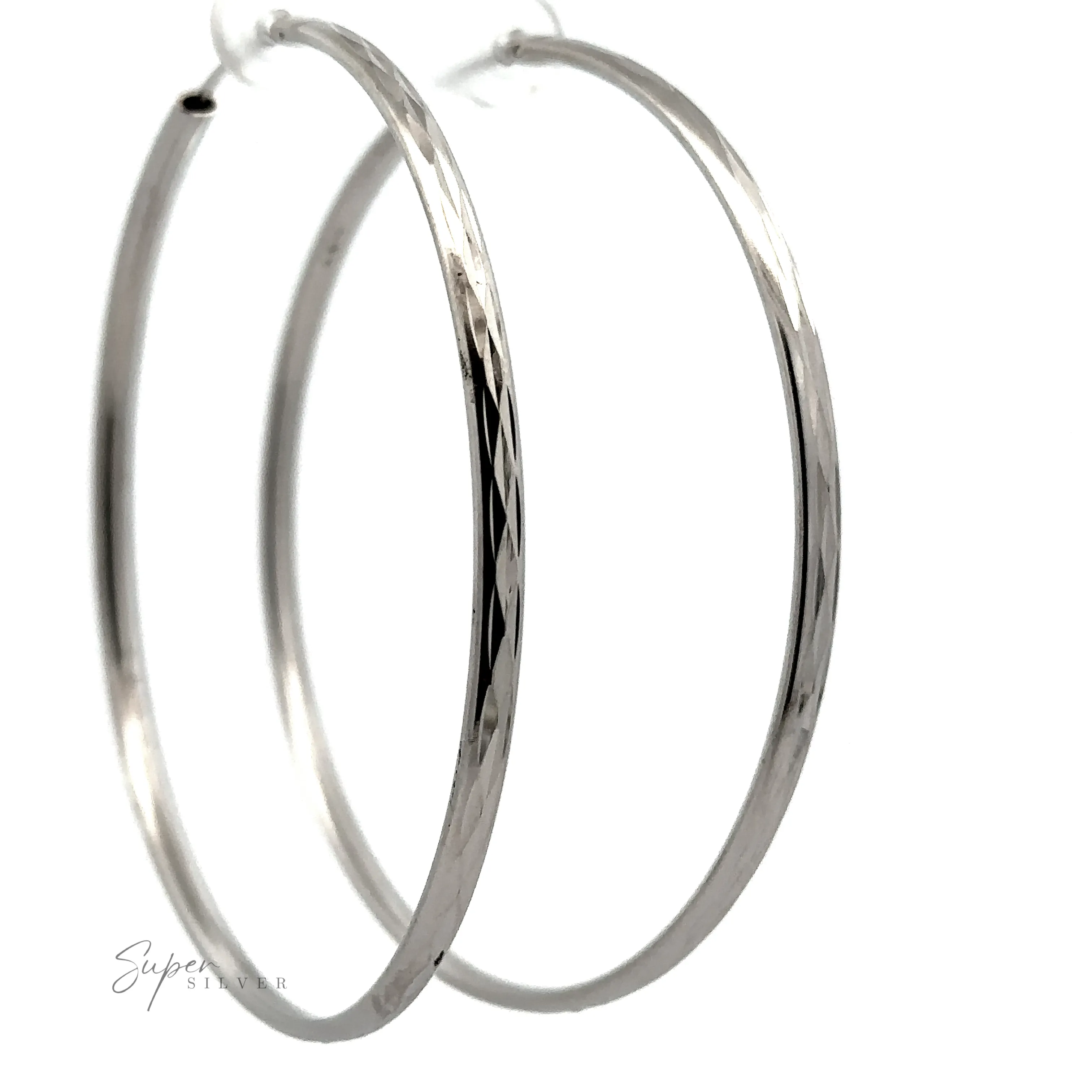 Flashy 60mm Diamond Faceted Hoops