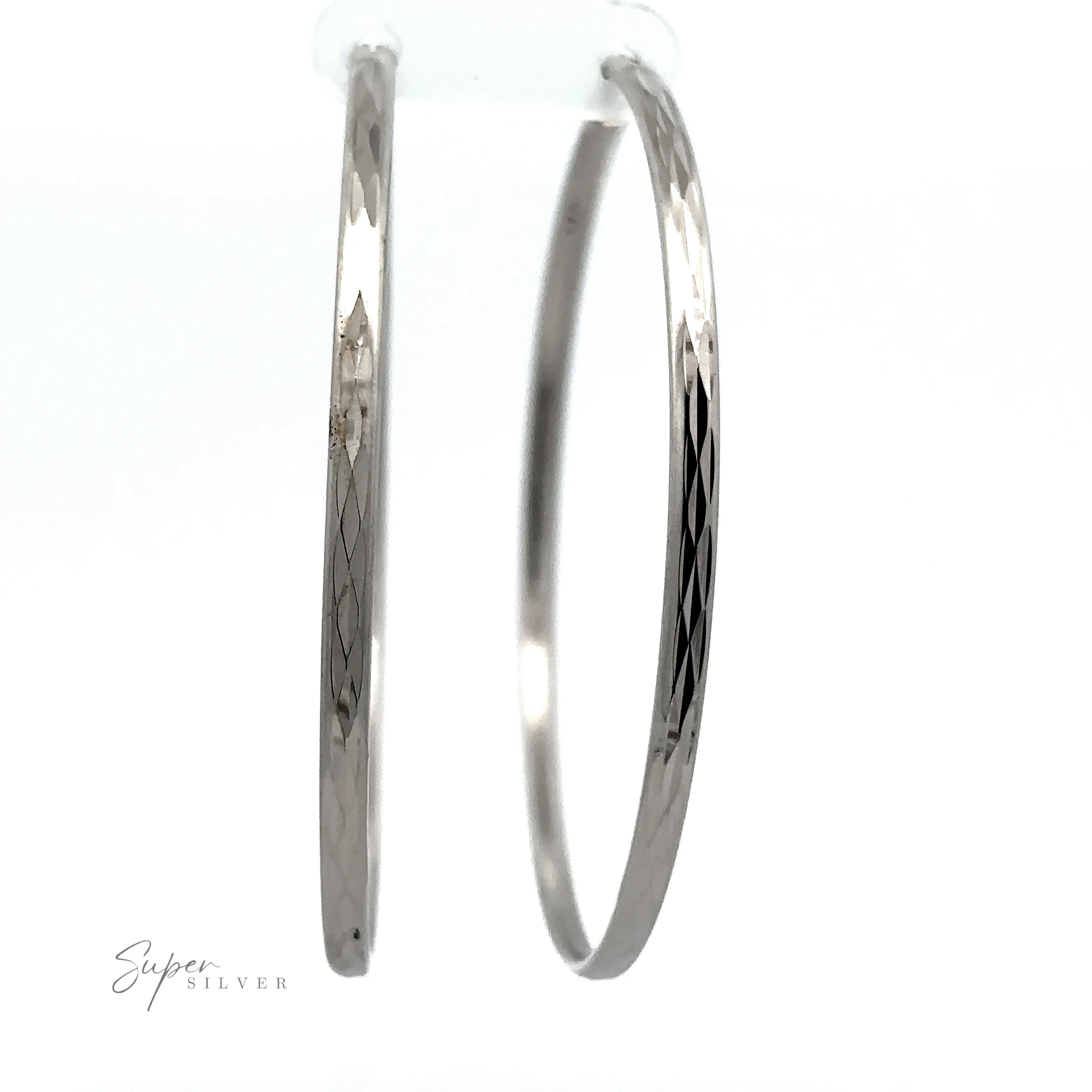 Flashy 60mm Diamond Faceted Hoops