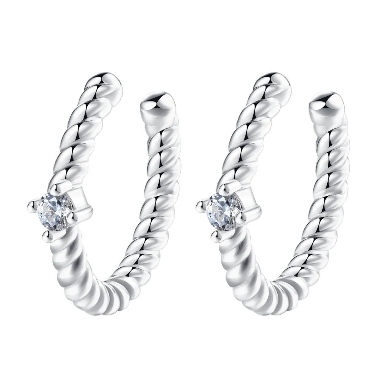Gemstone Twist Ear Cuff Sterling Silver