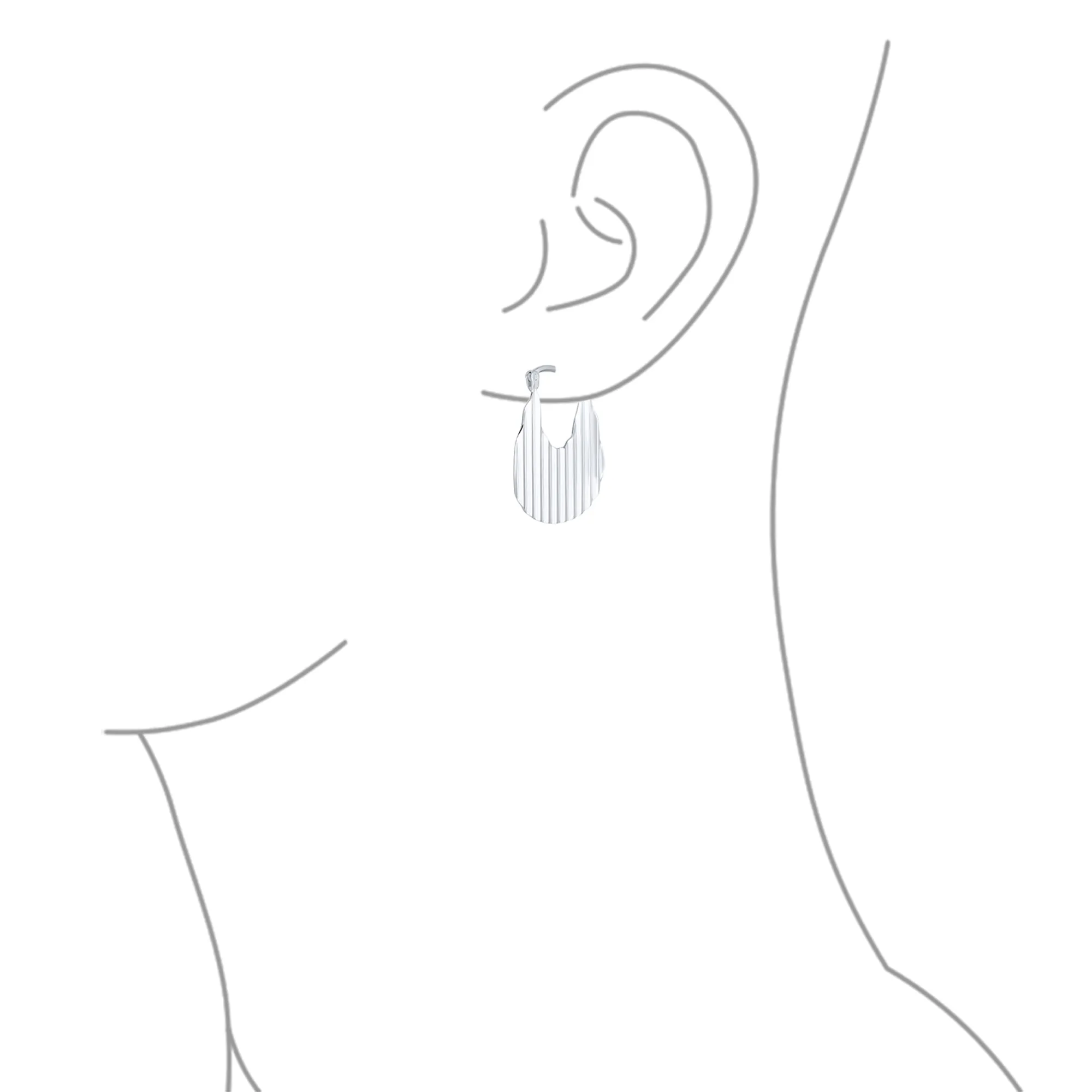 Geometric Modern Lightweight Oval Hoop Huggie Earrings Sterling Silver 1 Inch