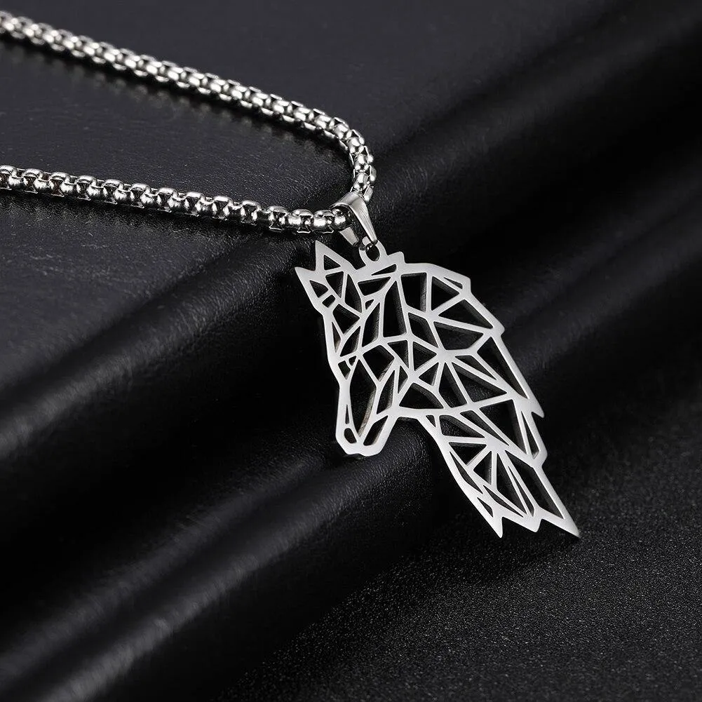 Geometric Wolf Necklaces