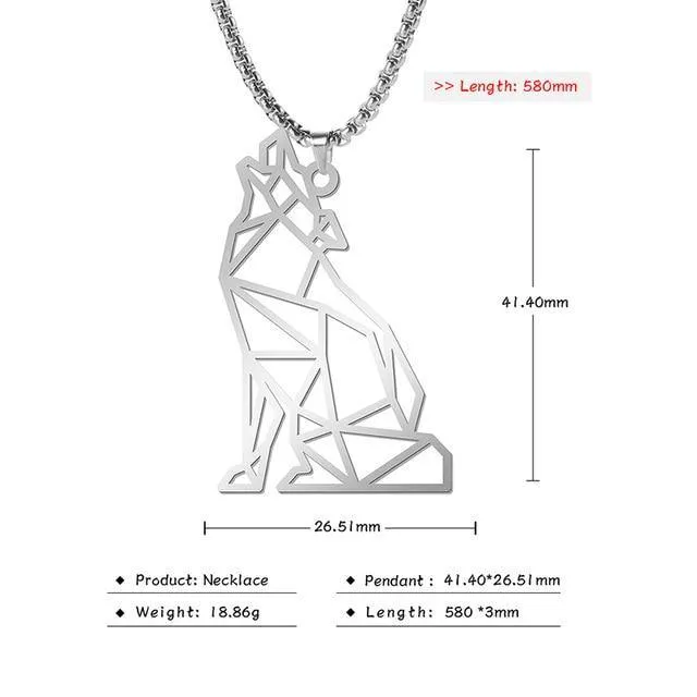 Geometric Wolf Necklaces