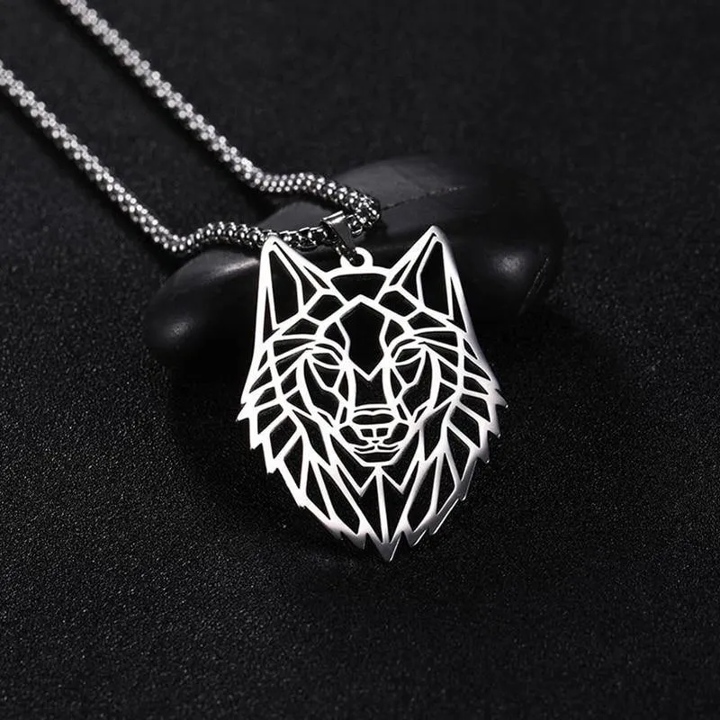 Geometric Wolf Necklaces