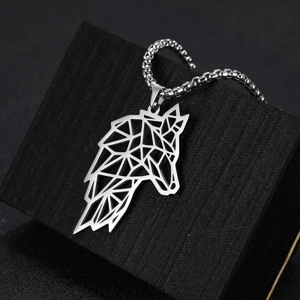 Geometric Wolf Necklaces