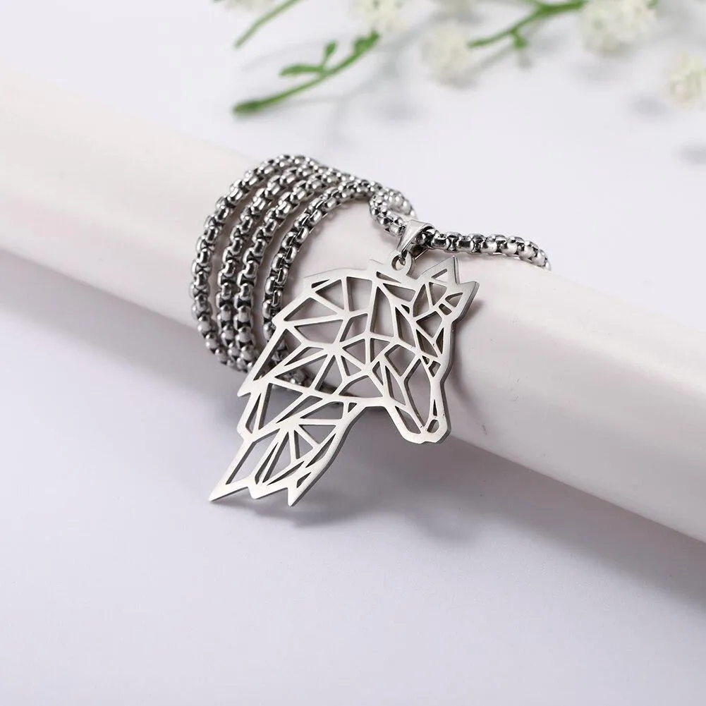 Geometric Wolf Necklaces
